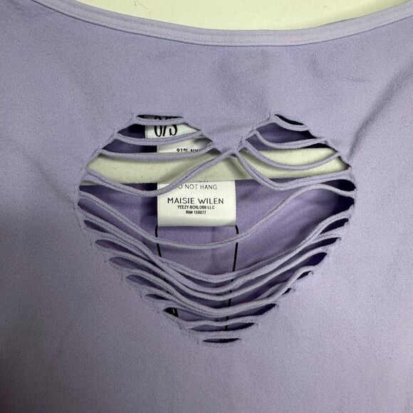 NWT cute Maisie Wilen The Webster Faved Lilac Heart Shape Cutout Boat Neck Top 2 - Picture 4 of 12
